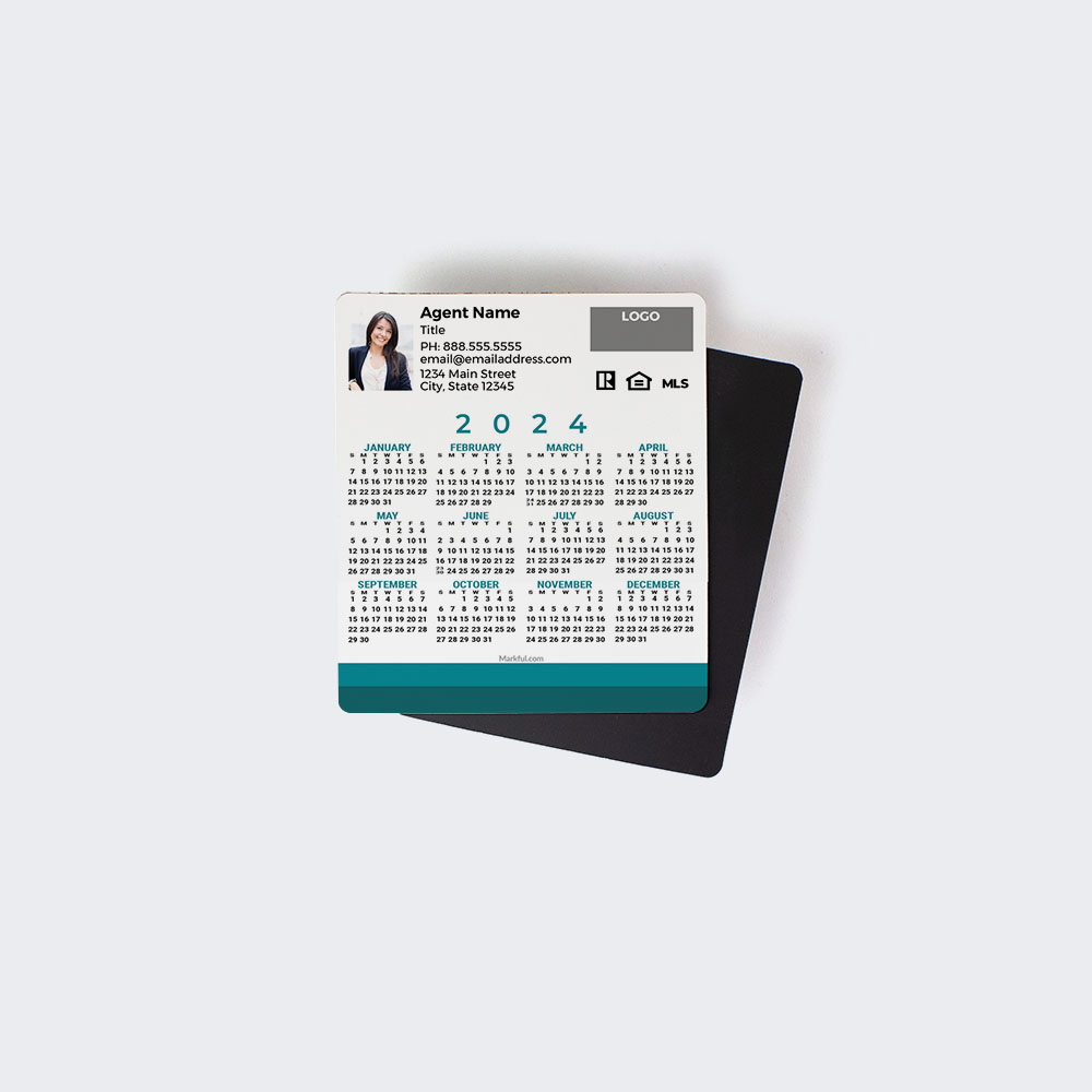 Picture of 2024 Custom Full Calendar Magnets: Budget - Simple Teal