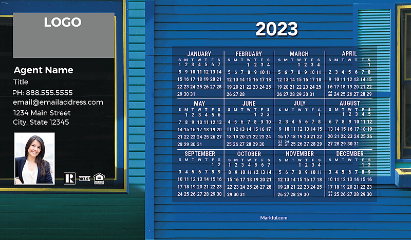 Picture of 2023 Custom Full Calendar Magnets: Executive - Aquamarine