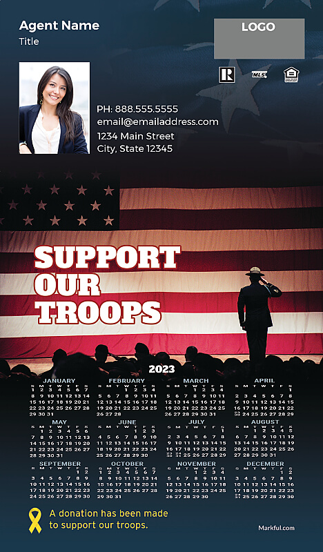 Picture of 2023 Custom Full Calendar Magnets: Executive - Support Our Troops
