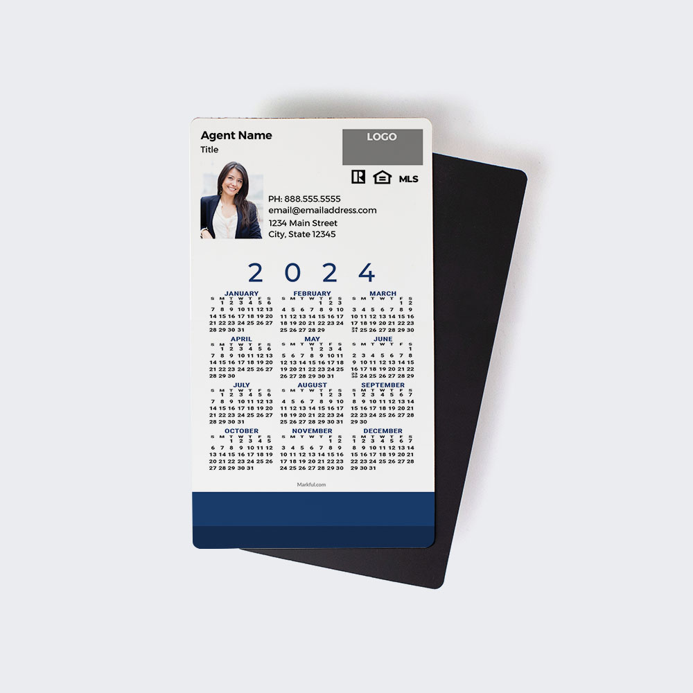 Picture of 2024 Custom Full Calendar Magnets: Executive - Simple Blue