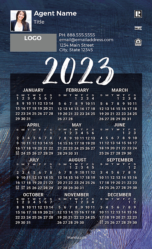 Picture of 2023 Custom Full Calendar Magnets: First Class - Blue Canvas