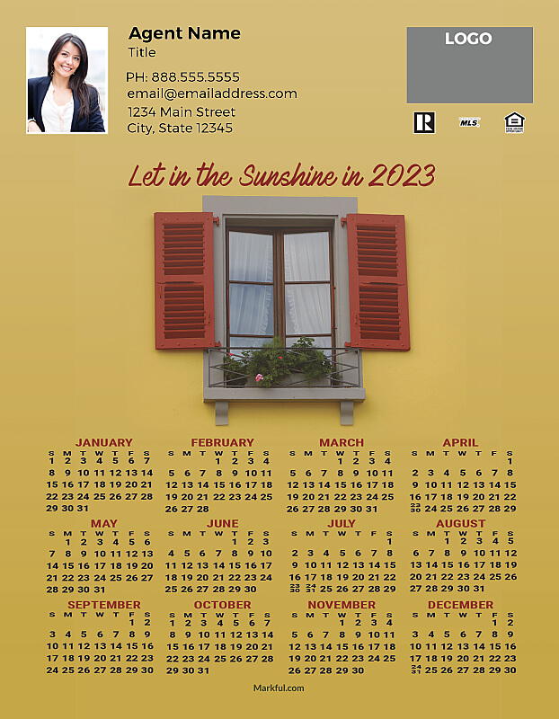 Picture of 2023 Custom Full Calendar Magnets: Jumbo - Let in the Sunshine