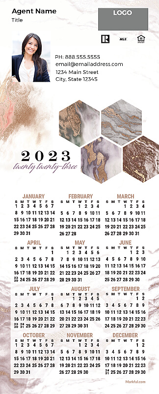 Picture of 2023 QuickMagnet Calendar Magnets - Gold Marble