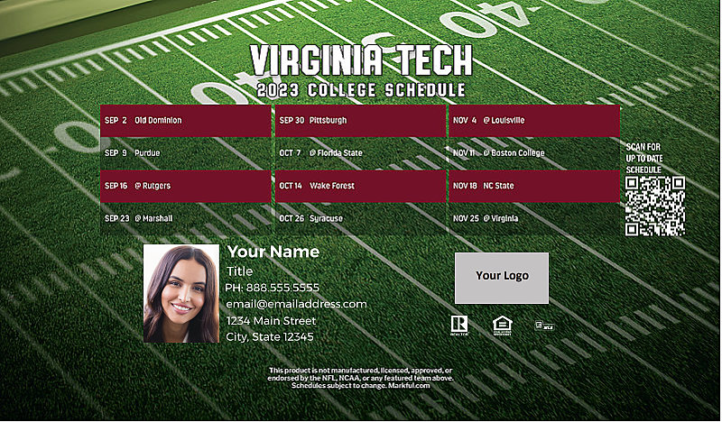 Picture of Virginia Tech Personalized Football-Shaped Football Magnet 2024