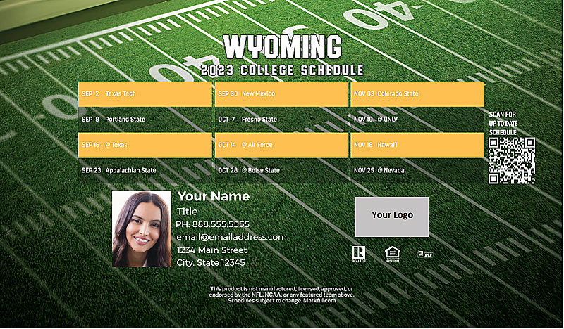 Picture of U of Wyoming Personalized Football-Shaped Football Magnet 2024
