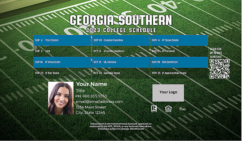 Picture of Georgia Southern U Personalized Football-Shaped Football Magnet 2024