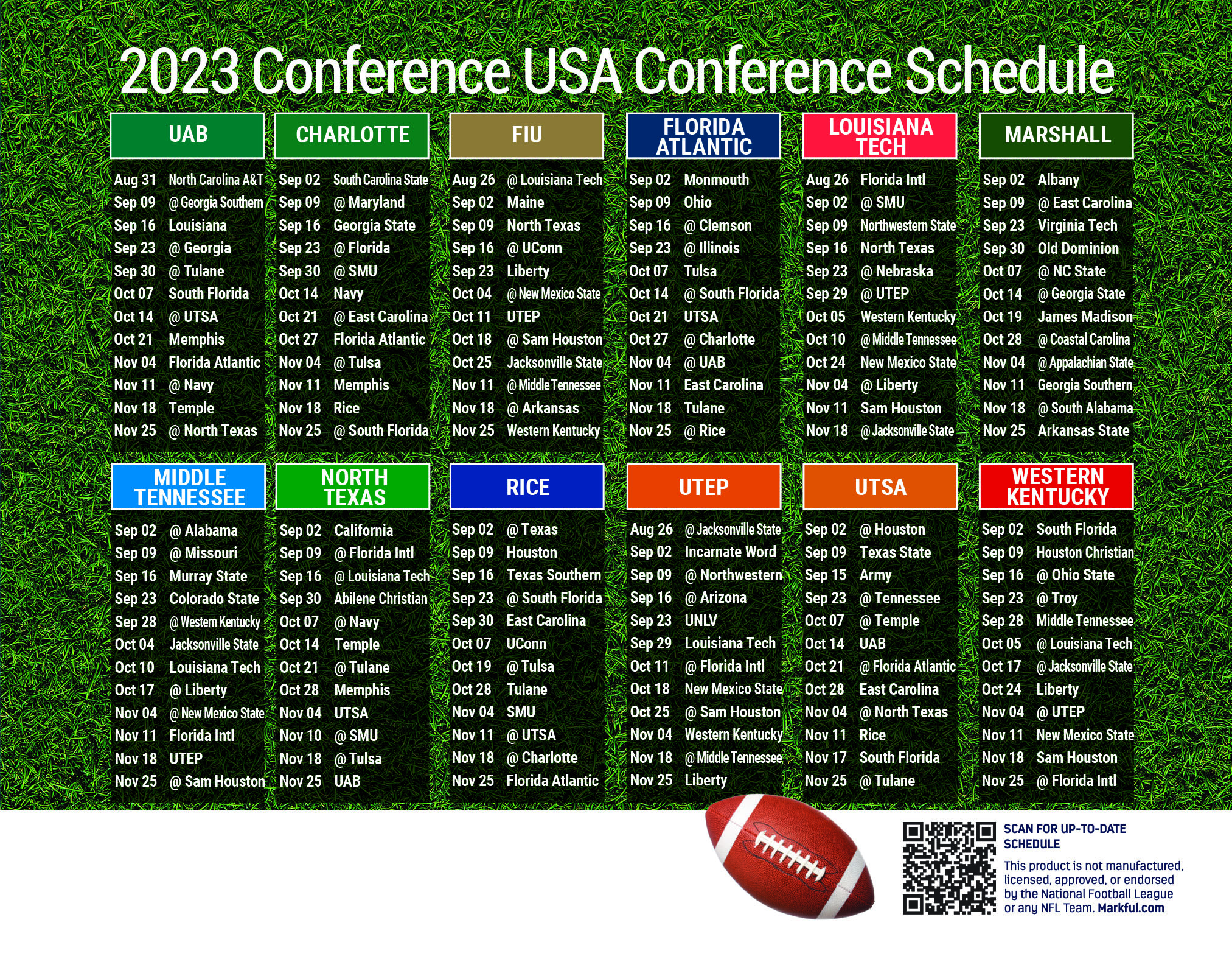 Picture of Conference USA Personalized Jumbo Football Magnet 2024