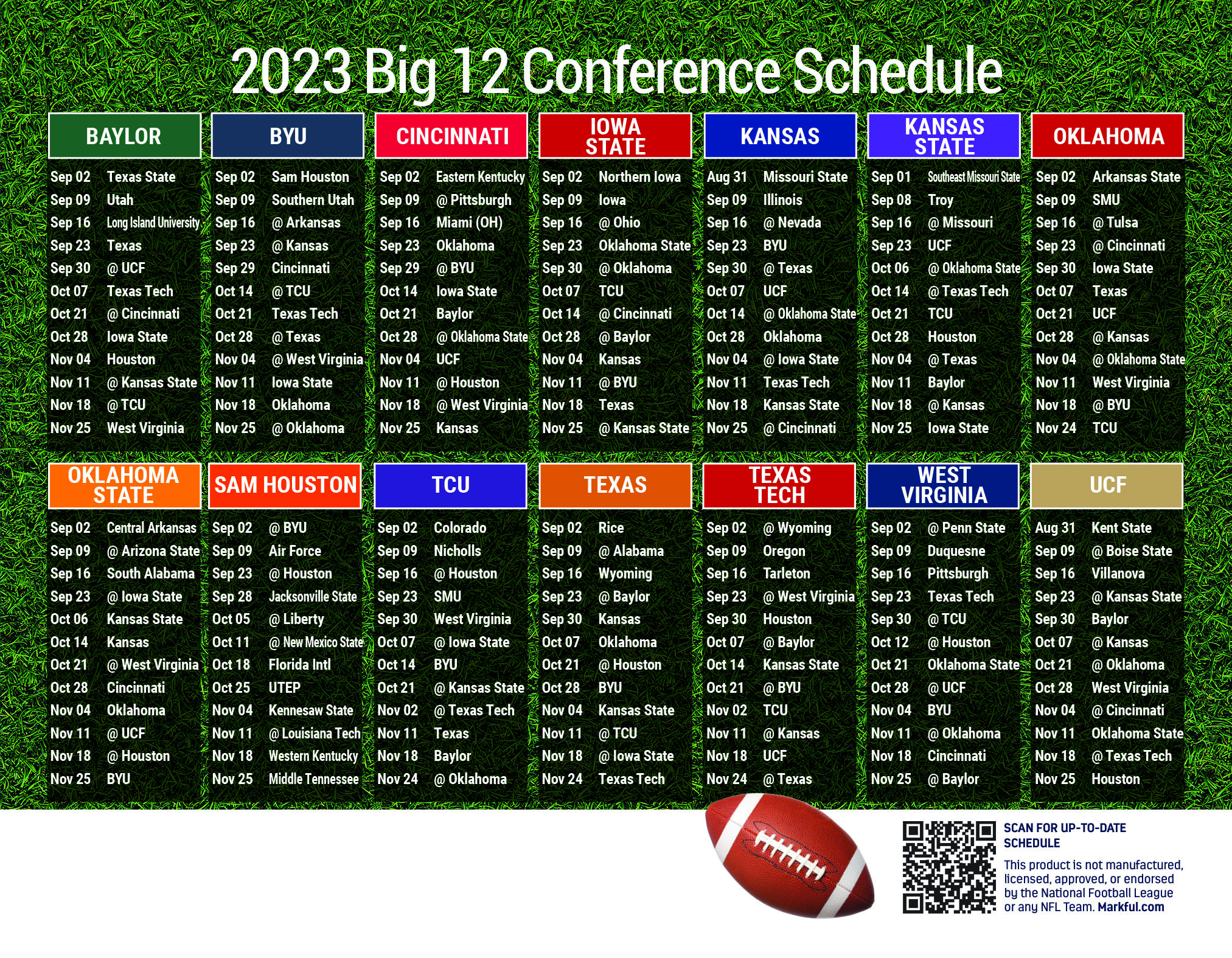 Picture of Big 12 Personalized Jumbo Football Magnet 2024