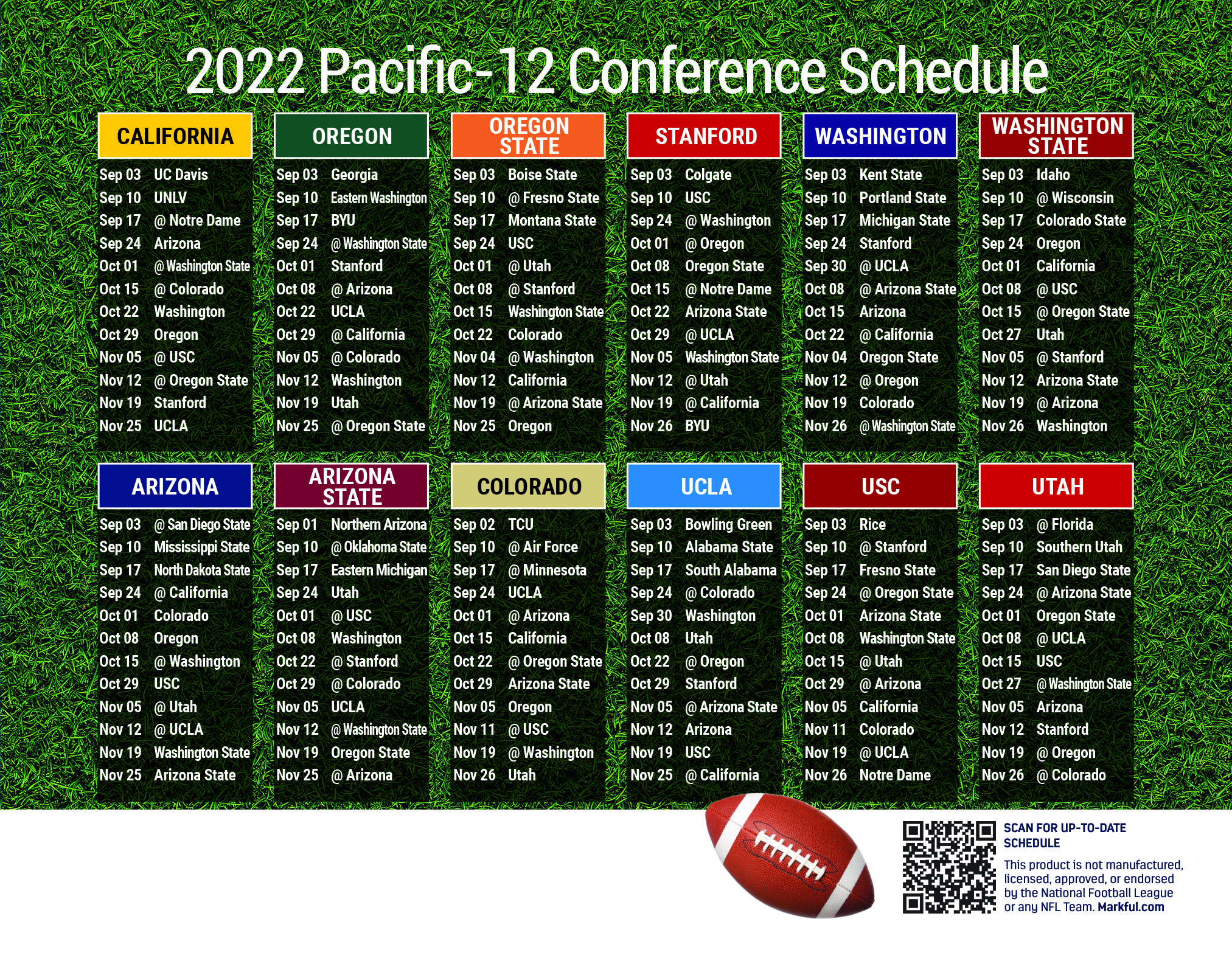 Picture of 2022 Personalized Jumbo Football Magnet - Pacific-12 Conference (Pac-12)
