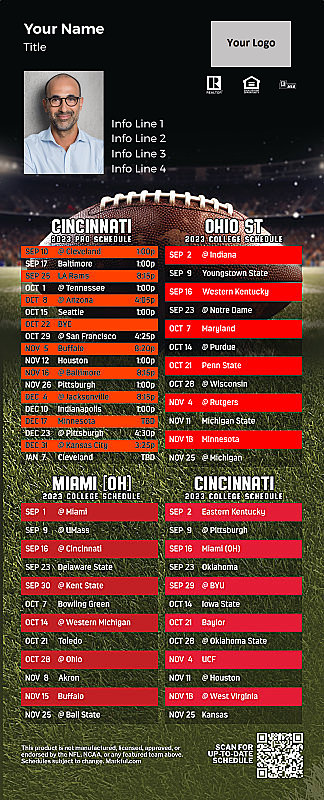 Picture of Bengals/Ohio St/Miami U/U of Cincinnati Personalized QuickMagnet Football Magnet 2024