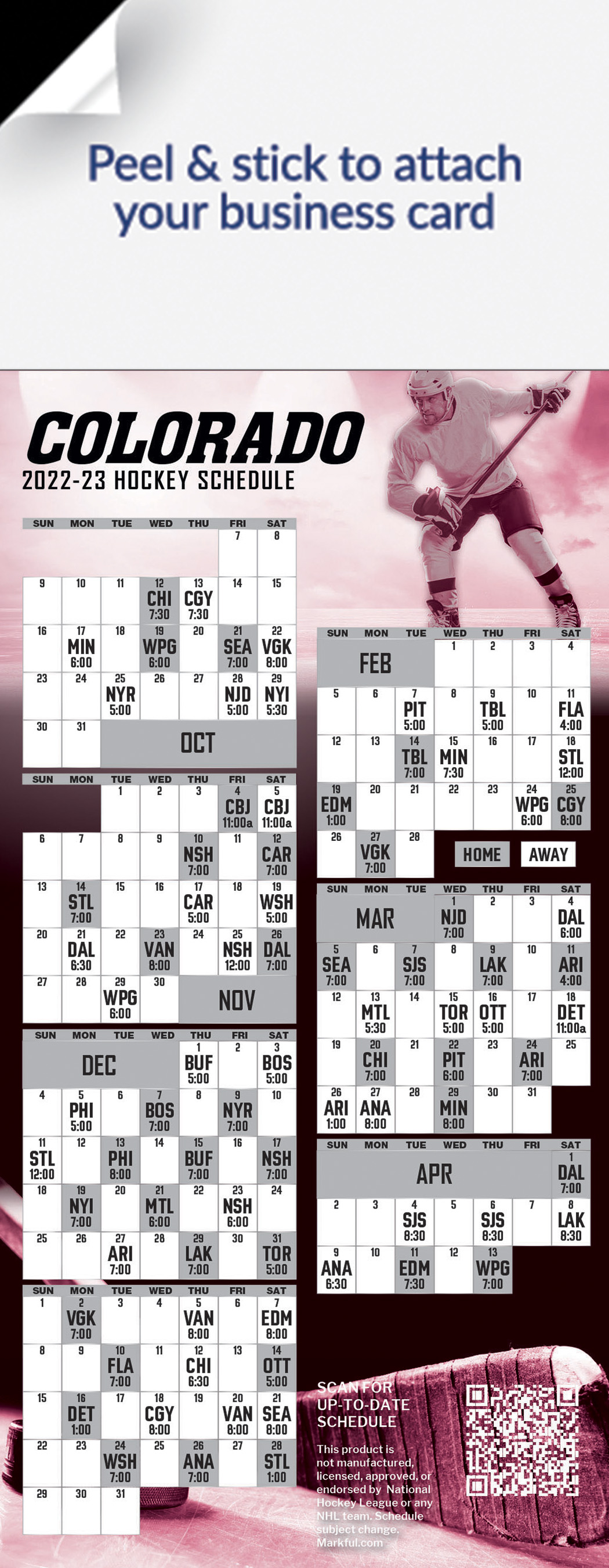 Picture of 2022-23 QuickStix Hockey Magnets - Colorado Avalanche