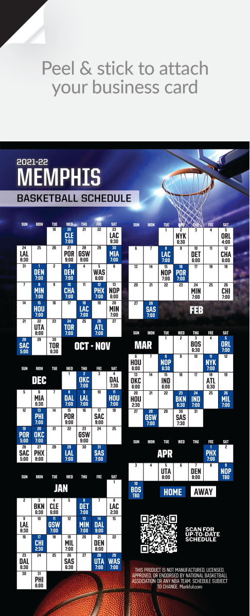 2021-22 Stock QuickStix Basketball Magnets - Memphis Grizzlies 