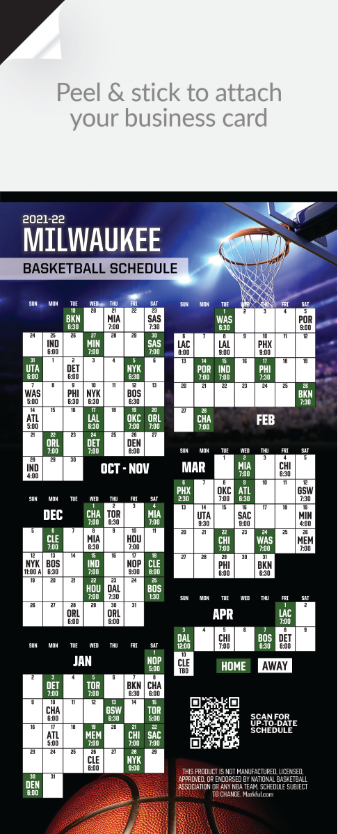 2021-22 Stock QuickStix Basketball Magnets - Milwaukee Bucks 