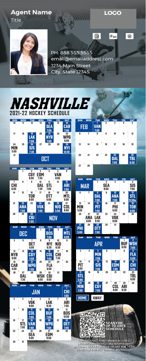 2021-22 Custom QuickCard Hockey Magnets - Nashville Predators
